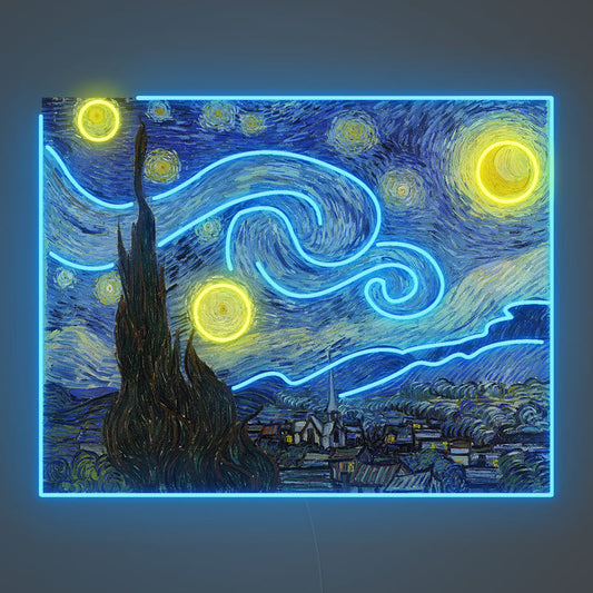 YILDIZLI GECE Neon  Tablo | LED Dekoratif Duvar Aydınlatma