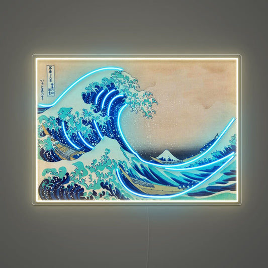 Hokusai – Büyük Dalga Neon  Tablo | LED Dekoratif Duvar Aydınlatma